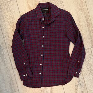 Bonobos Men's Casual Red and Blue Plaid Shirt
